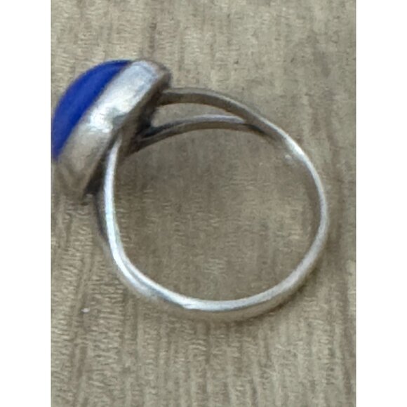 Sterling Silver Blue Lapis Oval Ring Elegant Vintage Jewelry Bohemian Chic SZ 7 - Picture 3 of 7